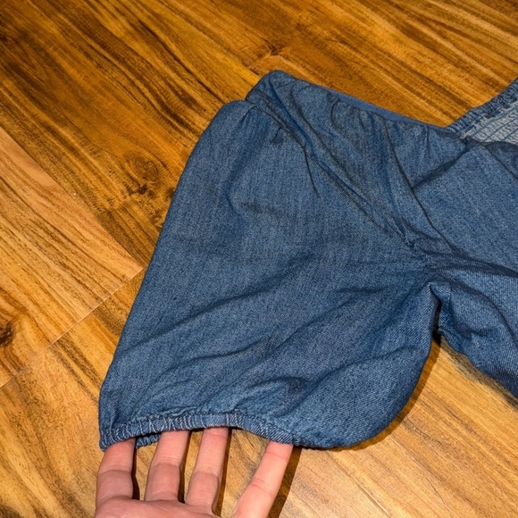 Old Navy women’s large 12 14 dress midi Blue denim Jean chambray pockets long - Picture 4 of 10